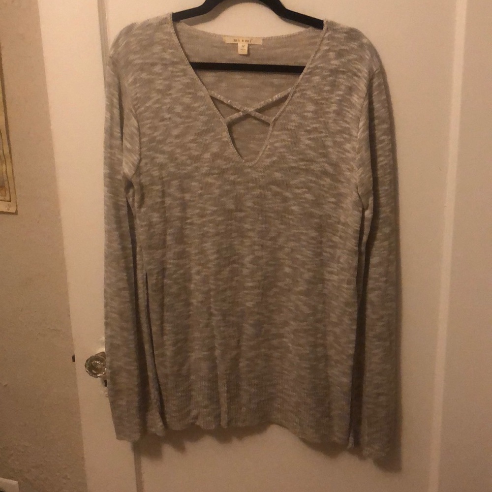 Long, soft gray sweater